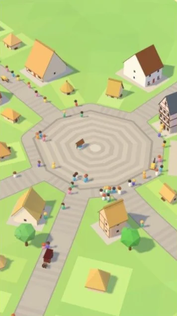 A village of a few houses around a market square